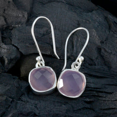 Lucy Pink Dangle Earrings with Gemstone Charm