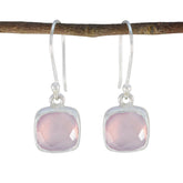 Lucy Pink Dangle Earrings with Gemstone Charm Rose Quartz Pink Dangle
