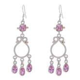 Sarah Pink Dangle Earrings for Glamorous Style Pink CZ Pink Dangle