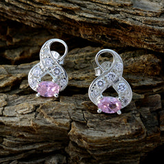 Riley Pink Gemstone Stud Earrings for Everyday Elegance