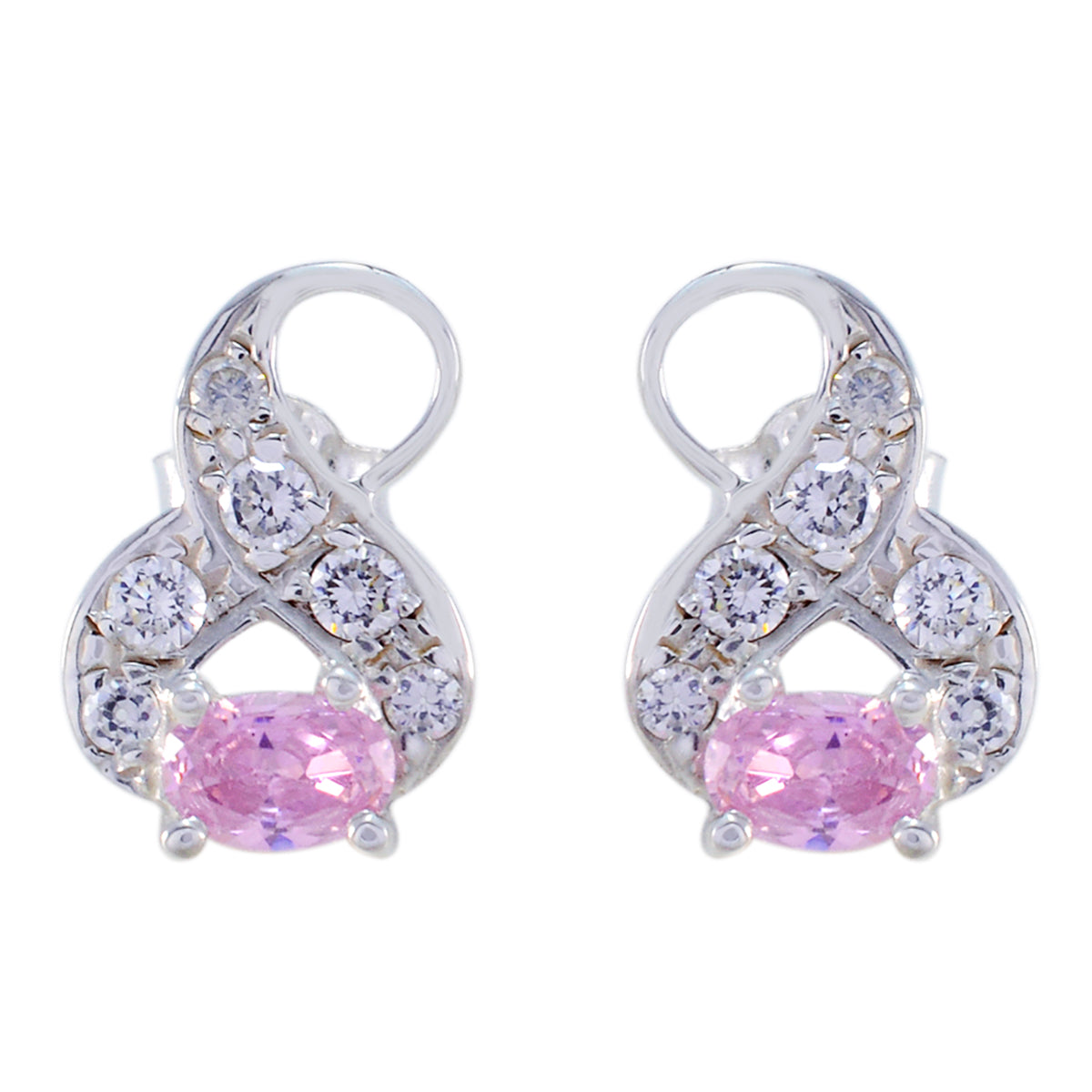 Riley Pink Gemstone Stud Earrings for Everyday Elegance Pink CZ Pink Stud