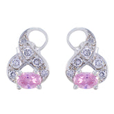 Riley Pink Gemstone Stud Earrings for Everyday Elegance Pink CZ Pink Stud