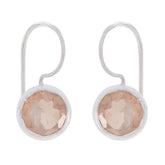Camilla Pink Solitaire Dangle Earrings for Everyday Glam Rose Quartz Pink Dangle