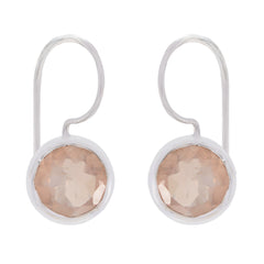 Camilla Pink Solitaire Dangle Earrings for Everyday Glam Rose Quartz Pink Dangle