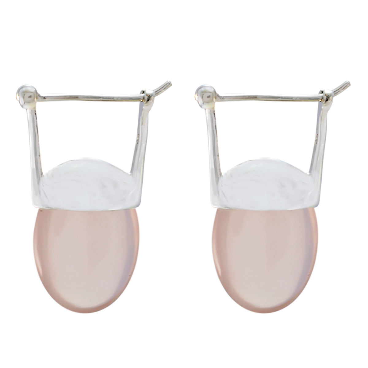 Josephine Pink Solitaire Dangle Earrings for Glam Style Rose Quartz Pink Dangle
