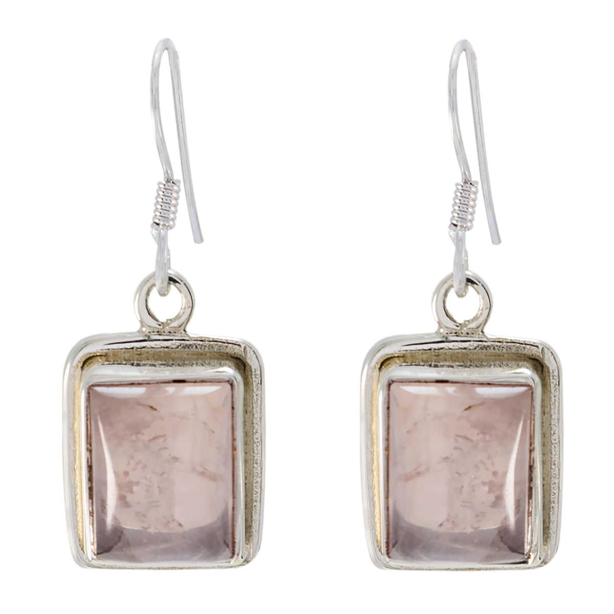 Freya Pink Solitaire Dangle Earrings for Glam Look Rose Quartz Pink Dangle