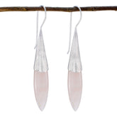 Jiwoo Pink Solitaire Dangle Earrings for Elegant Style Rose Quartz Pink Dangle