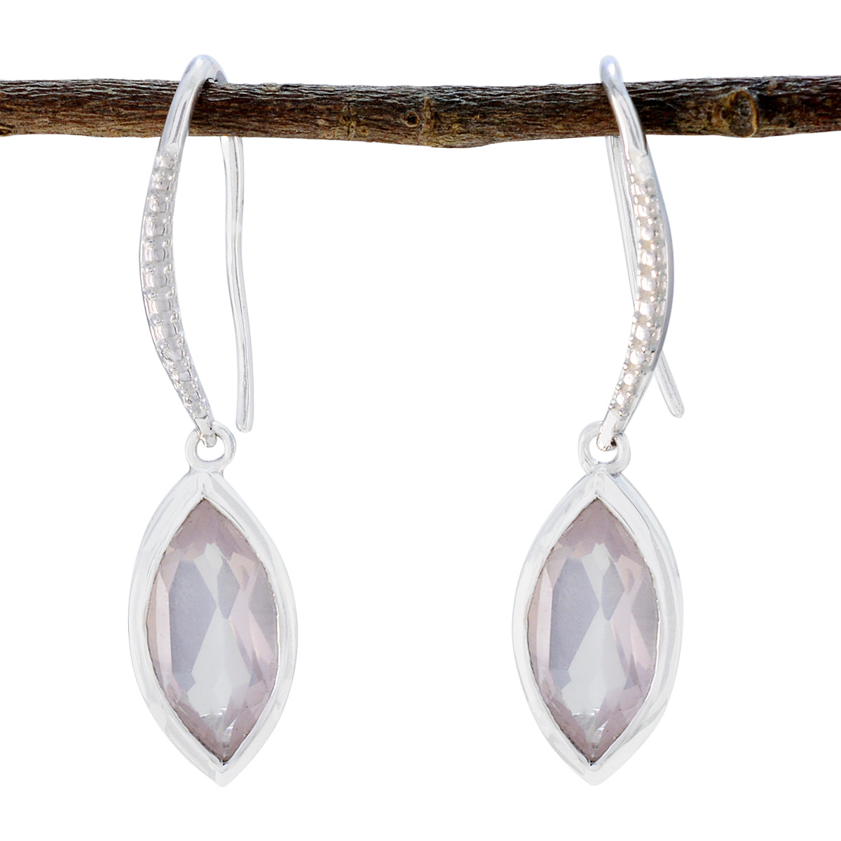 Pauline Pink Solitaire Dangle Earrings for Glam Looks Rose Quartz Pink Dangle