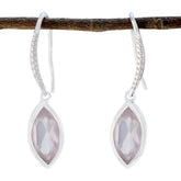 Pauline Pink Solitaire Dangle Earrings for Glam Looks Rose Quartz Pink Dangle
