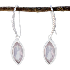 Pauline Pink Solitaire Dangle Earrings for Glam Looks Rose Quartz Pink Dangle
