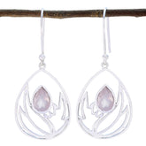 Nora Pink Solitaire Dangle Earrings for Elegant Style Rose Quartz Pink Dangle