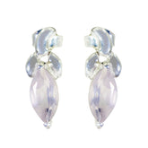 Skylar Pink Solitaire Stud Earrings for Everyday Glam Rose Quartz Pink Stud