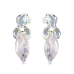 Skylar Pink Solitaire Stud Earrings for Everyday Glam Rose Quartz Pink Stud