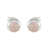 Emily Pink Solitaire Stud Earrings for Every Occasion Rose Quartz Pink Stud