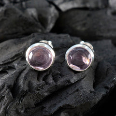 Riley Pink Solitaire Stud Earrings for Everyday Glam