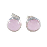 Riley Pink Solitaire Stud Earrings for Everyday Glam Rose Quartz Pink Stud