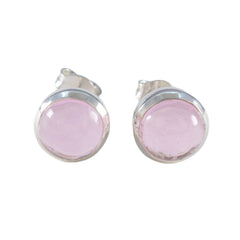 Riley Pink Solitaire Stud Earrings for Everyday Glam Rose Quartz Pink Stud