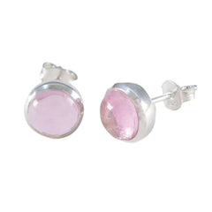 Riley Pink Solitaire Stud Earrings for Everyday Glam