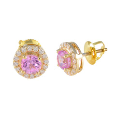 Lourdes Pink Stud Earrings with Dazzling Diamonds