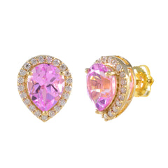 Micaela Pink Stud Earrings India - Glamorous Gemstone Style