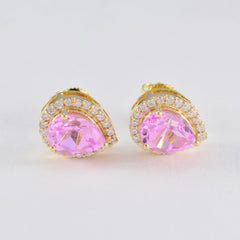 Micaela Pink Stud Earrings India - Glamorous Gemstone Style