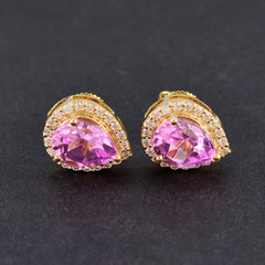 Micaela Pink Stud Earrings India - Glamorous Gemstone Style