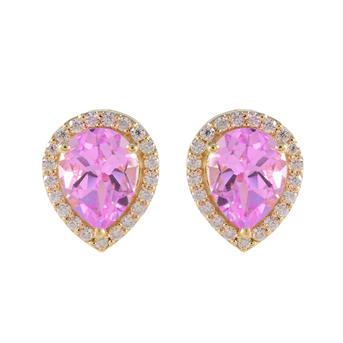 Micaela Pink Stud Earrings India - Glamorous Gemstone Style Pink CZ Pink Stud