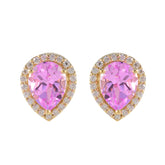Micaela Pink Stud Earrings India - Glamorous Gemstone Style Pink CZ Pink Stud