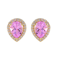 Micaela Pink Stud Earrings India - Glamorous Gemstone Style Pink CZ Pink Stud