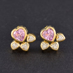 Mei Pink Stud Earrings India with Heart Design