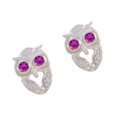 Harper Pink Stud Earrings with Owl Design