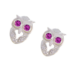 Harper Pink Stud Earrings with Owl Design