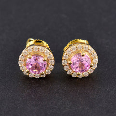 Lourdes Pink Stud Earrings with Dazzling Diamonds