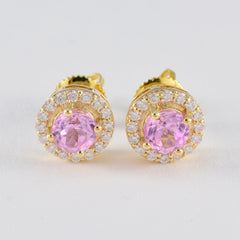 Lourdes Pink Stud Earrings with Dazzling Diamonds