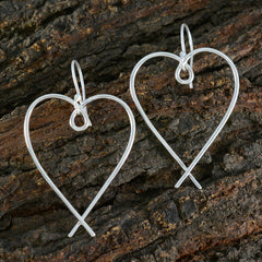 Milagros Plain Silver Earrings for Women - Heart Design