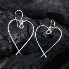 Milagros Plain Silver Earrings for Women - Heart Design