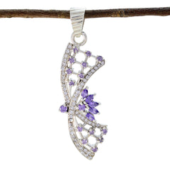 Sarah Purple Art Deco Pendant - Stylish Gemstone Jewelry Amethyst Purple Purple