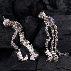 Micaela Purple Chunky Dangle Earrings for Glam Style