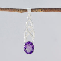 Rosa Purple Claddagh Pendant in Sterling Silver