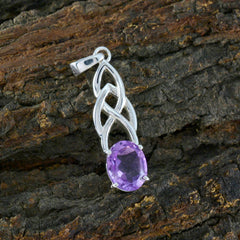 Rosa Purple Claddagh Pendant in Sterling Silver