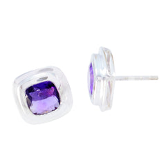 Emi Purple Dainty Solitaire Earrings for Everyday Glam