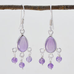 Hye-jin Purple Dangle Earrings with Gemstone Detail