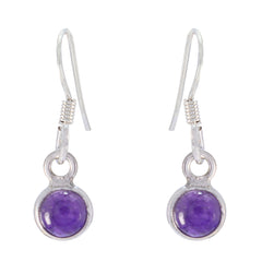 Hua Purple Dangle Earrings with Silver Hooks Amethyst Purple Dangle