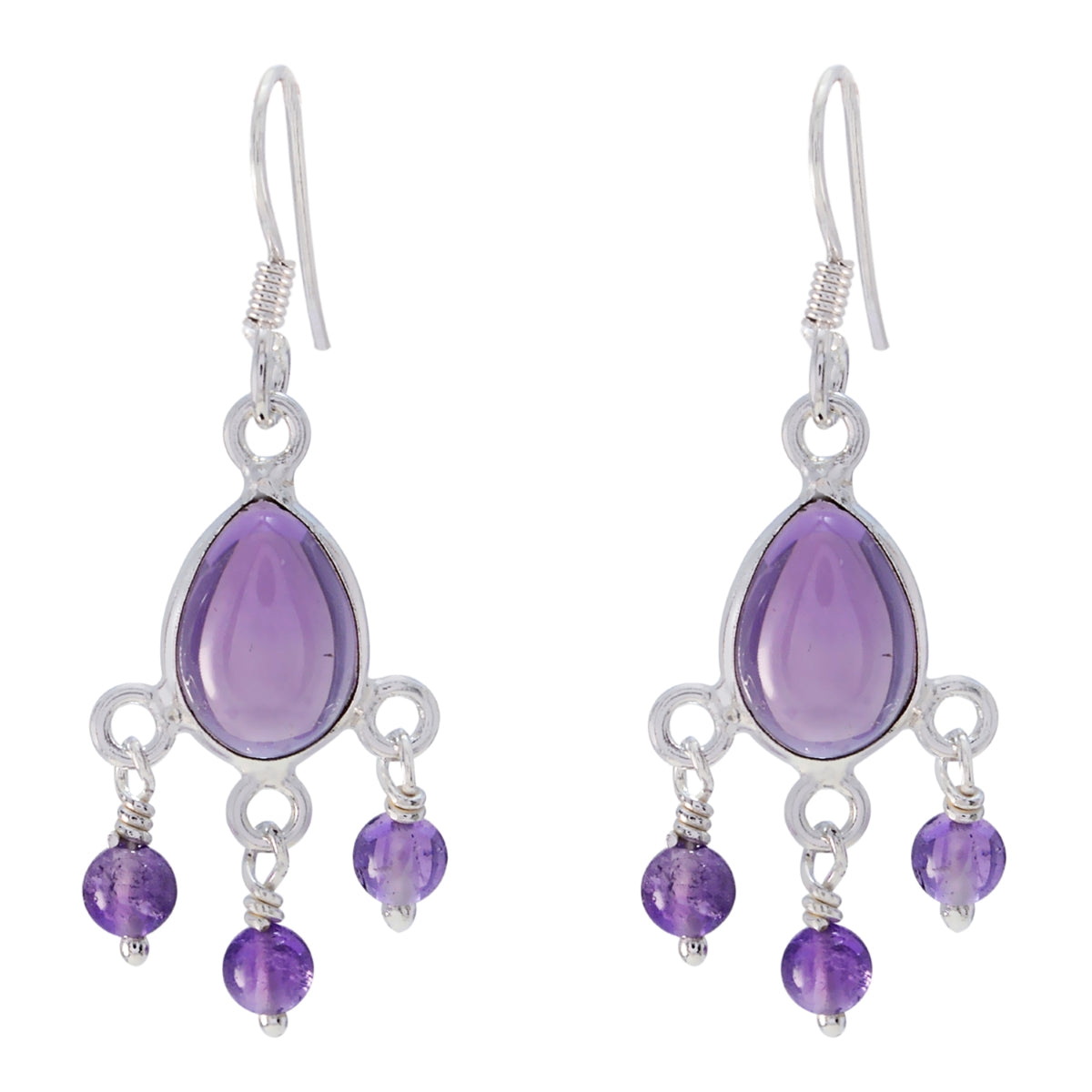 Hye-jin Purple Dangle Earrings with Gemstone Detail Amethyst Purple Dangle