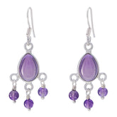Hye-jin Purple Dangle Earrings with Gemstone Detail Amethyst Purple Dangle