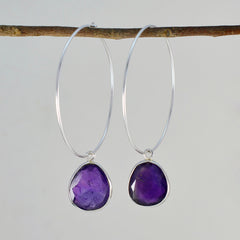 Eleanor Purple Dangle Earrings in Silver for Glamour