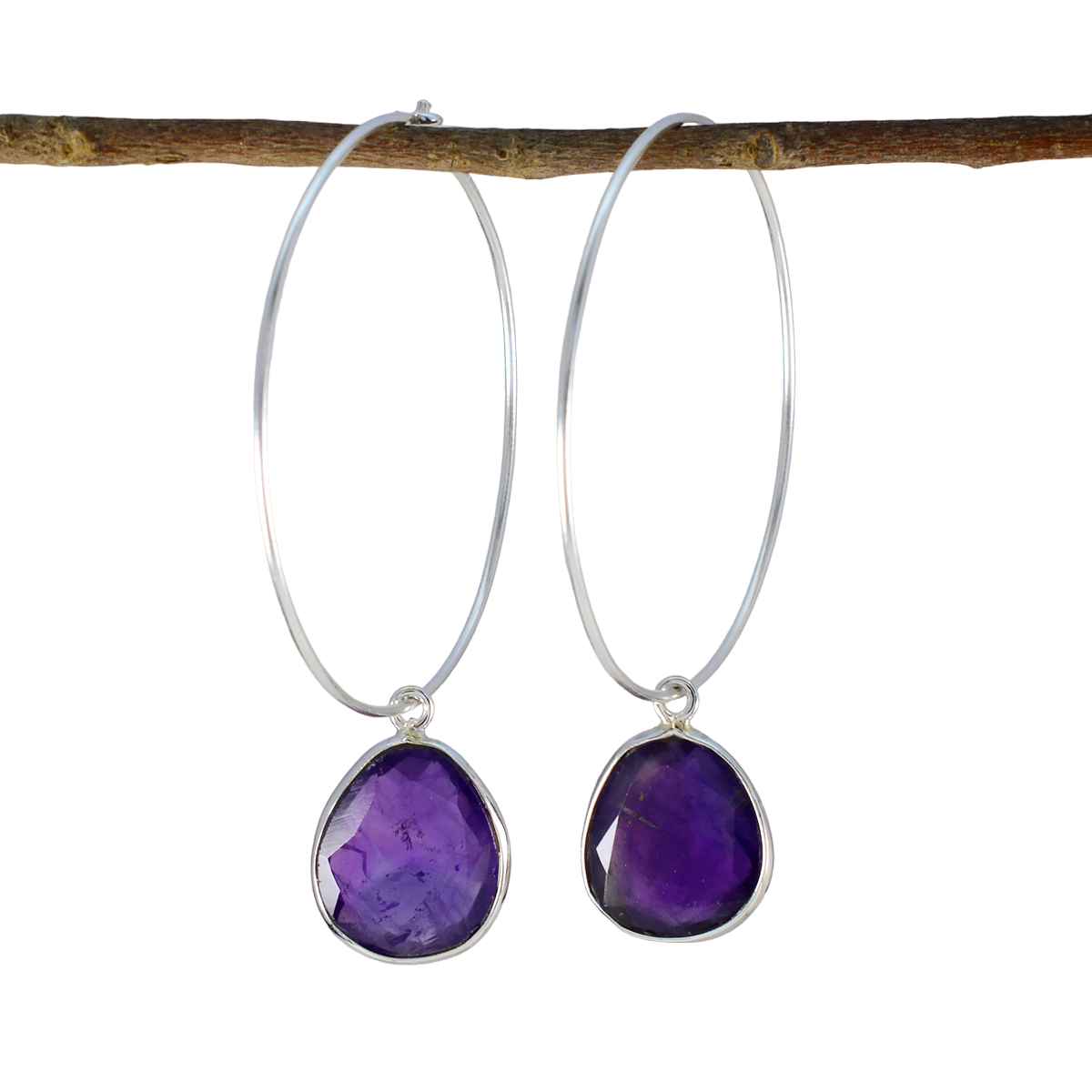 Eleanor Purple Dangle Earrings in Silver for Glamour Amethyst Purple Dangle