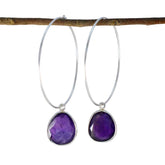 Eleanor Purple Dangle Earrings in Silver for Glamour Amethyst Purple Dangle