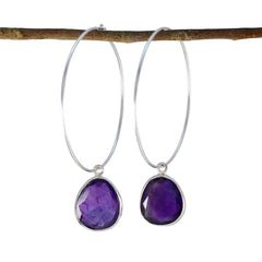 Eleanor Purple Dangle Earrings in Silver for Glamour Amethyst Purple Dangle