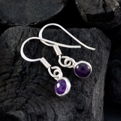 Hua Purple Dangle Earrings with Silver Hooks
